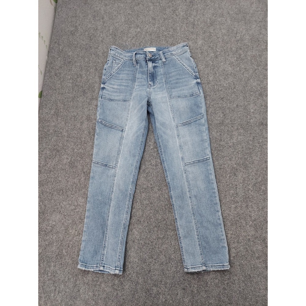 Kut from the Kloth Jeans Womens 6 Reese Ankle Straight Cargo Pockets Light Wash
